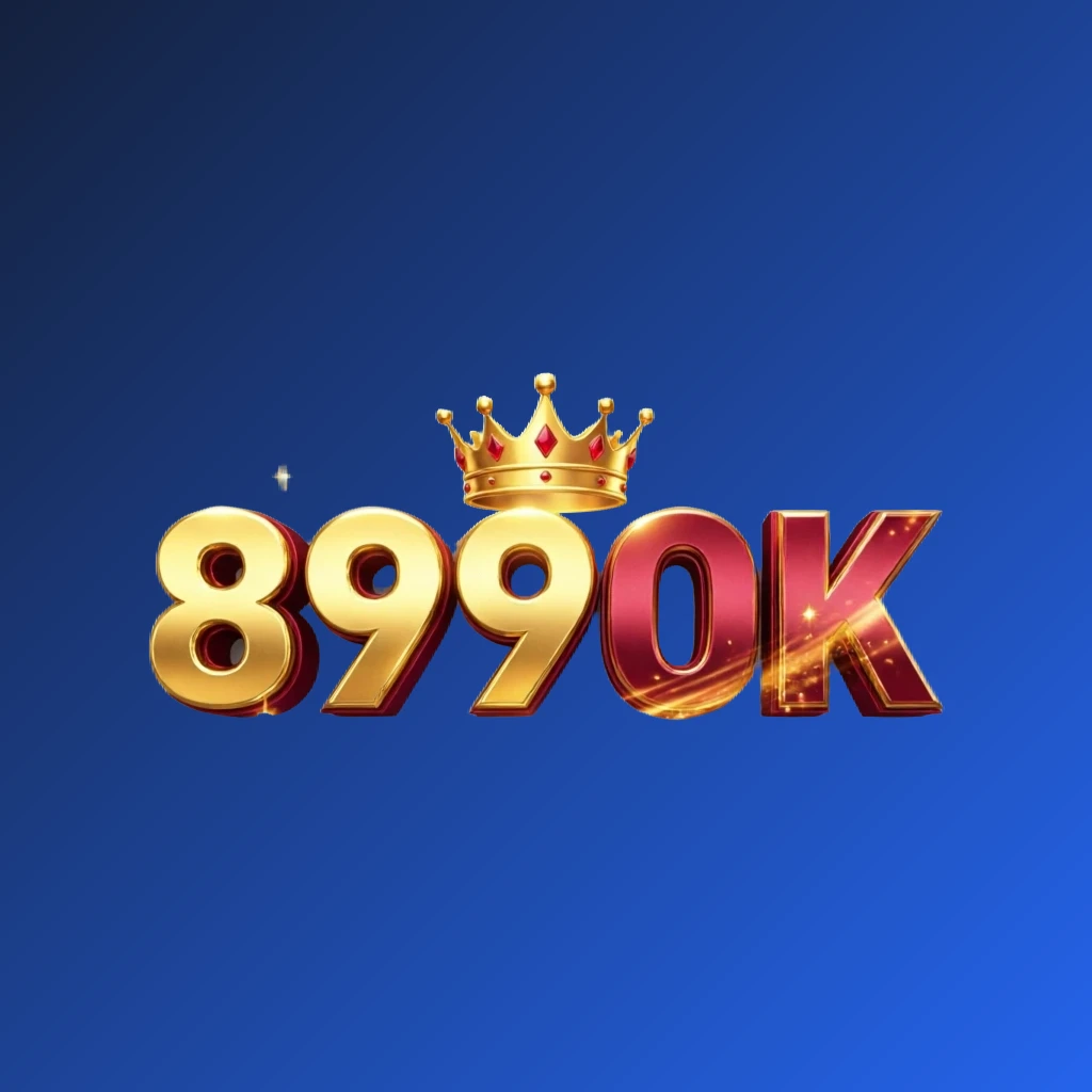 Dynamic casino-style horizontal rectangular logo for 899OK with massive bold gold and crimson lettering, glowing crown, and sparkling light effects on a transparent background